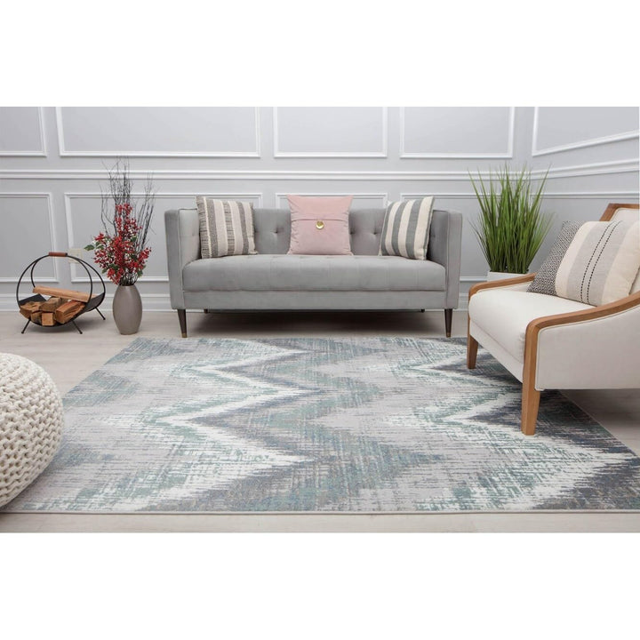 Rugs America Amabella IV30A Spring Mint Abstract Vintage Area Rug 5'3"x7' - Diamond Home USA