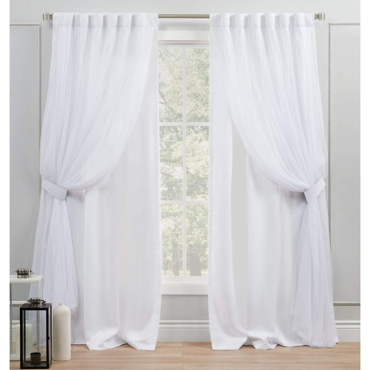 Exclusive Home Catarina Layered Solid Room Darkening Blackout and Sheer Hidden 52x84 - Winter