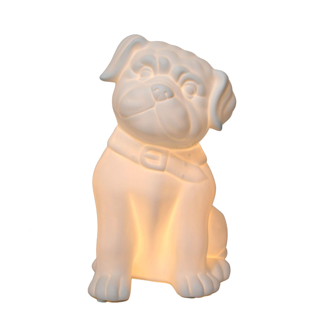 Porcelain Puppy Dog Shaped Table Lamp White Modern Contemporary Iron Plastic