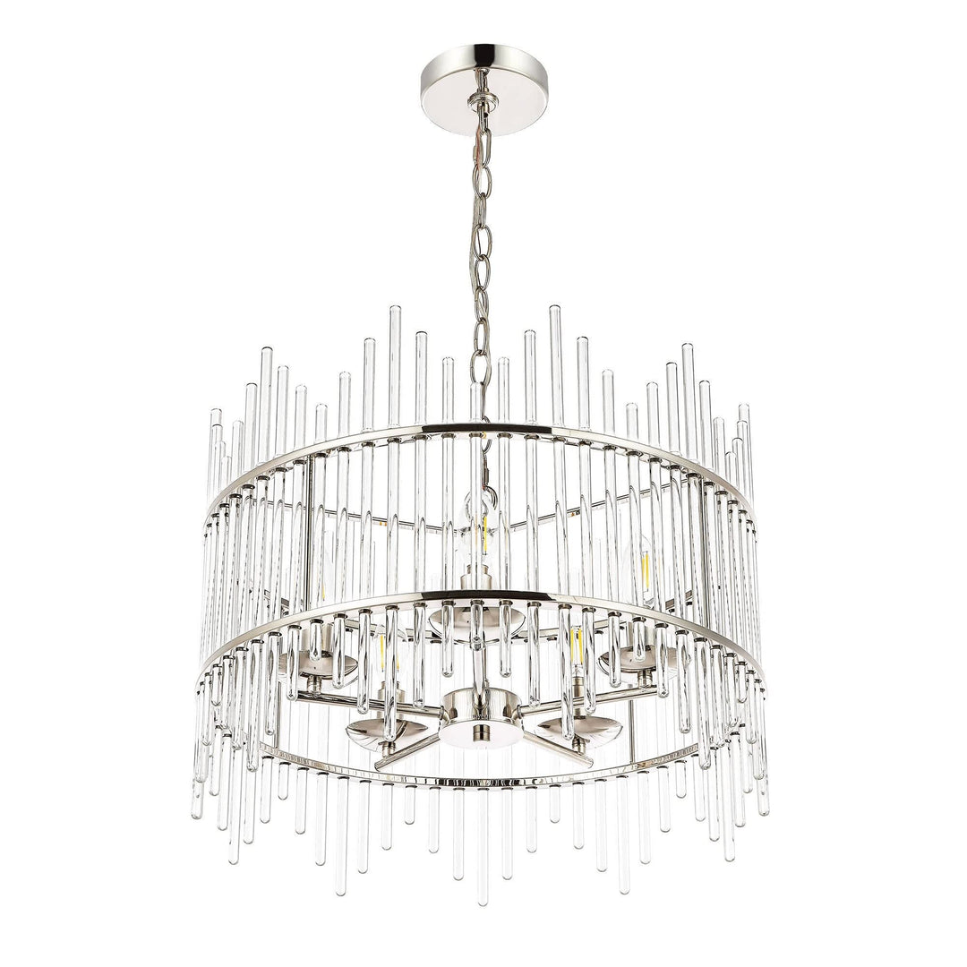 Mordern Glass Rod Chandelier with 5 Light Silver Modern Contemporary Metal - Diamond Home USA