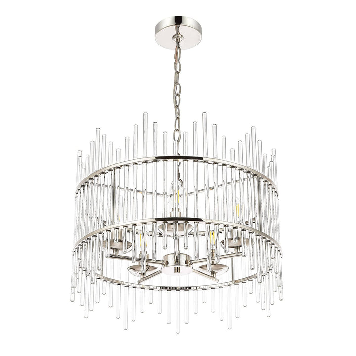 Mordern Glass Rod Chandelier with 5 Light Silver Modern Contemporary Metal - Diamond Home USA