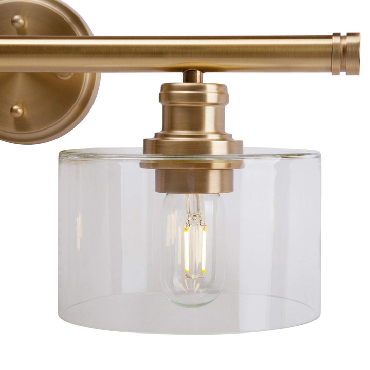 2-Light Soft Gold Bath Light with Clear Glass Modern Contemporary Steel - Diamond Home USA