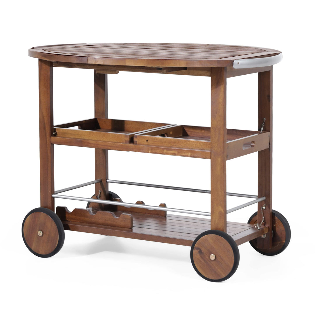 Christopher Knight Home Cynthia Indoor Farmhouse Cottage Acacia Wood Bar Cart