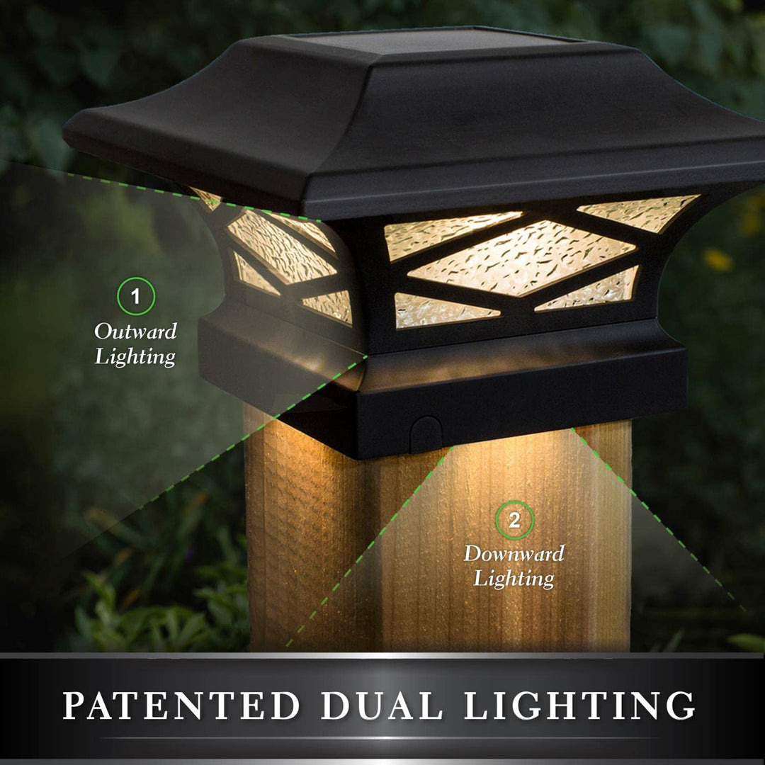 Kingsbridge Black Dual Lighted Solar Post Cap (2 Pack)