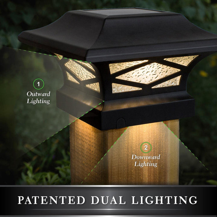 Kingsbridge Black Dual Lighted Solar Post Cap (2 Pack)