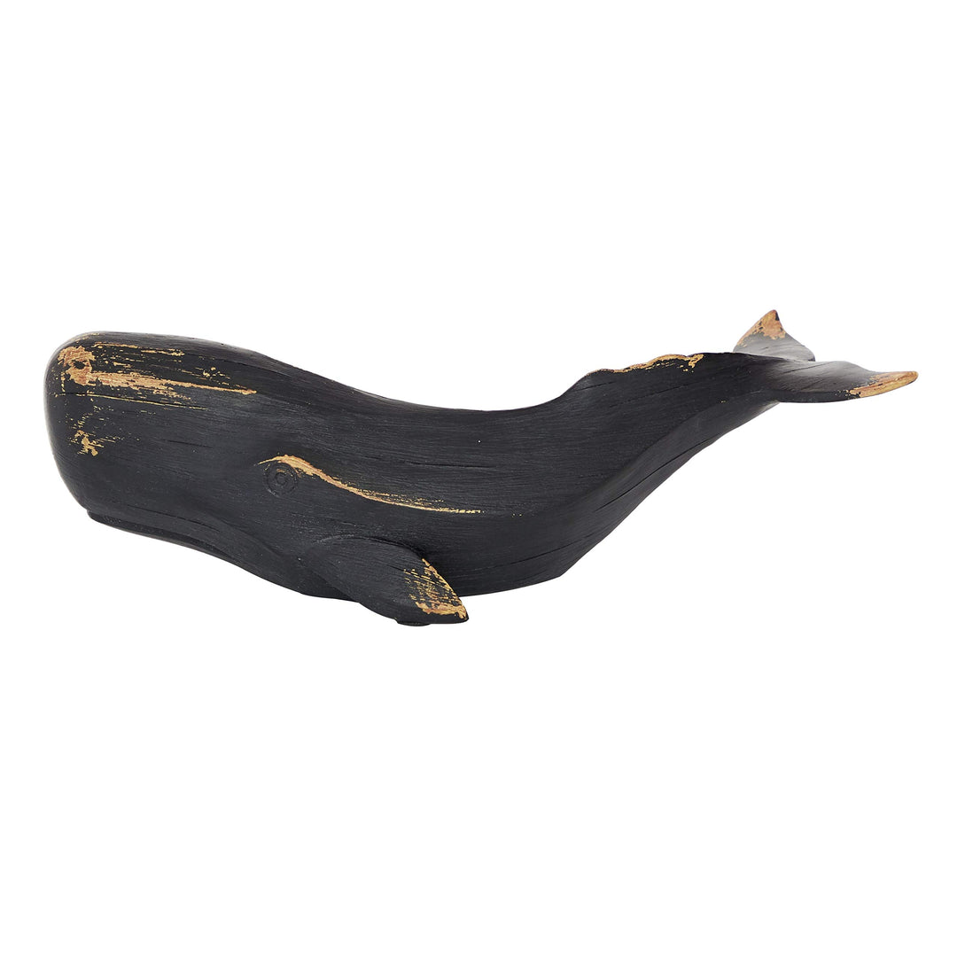 Black Polyresin Coastal Whale Sculpture 4 X 14 5 Resin - Diamond Home USA