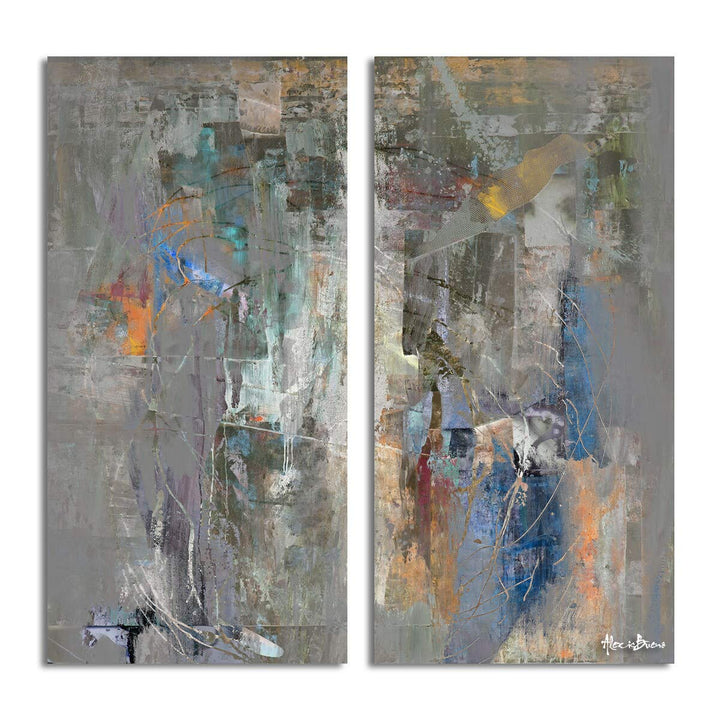 Exchange Lxviii' 2-pc Abstract Canvas Art Set Grey Multi Color Modern