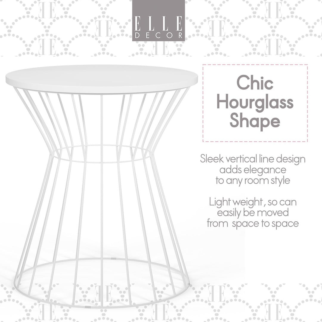 Elle Decor Lulu Modern Hourglass End Table Metal Side Table with Metal Top or White - Diamond Home USA