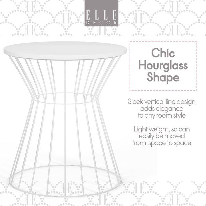 Elle Decor Lulu Modern Hourglass End Table Metal Side Table with Metal Top or White - Diamond Home USA