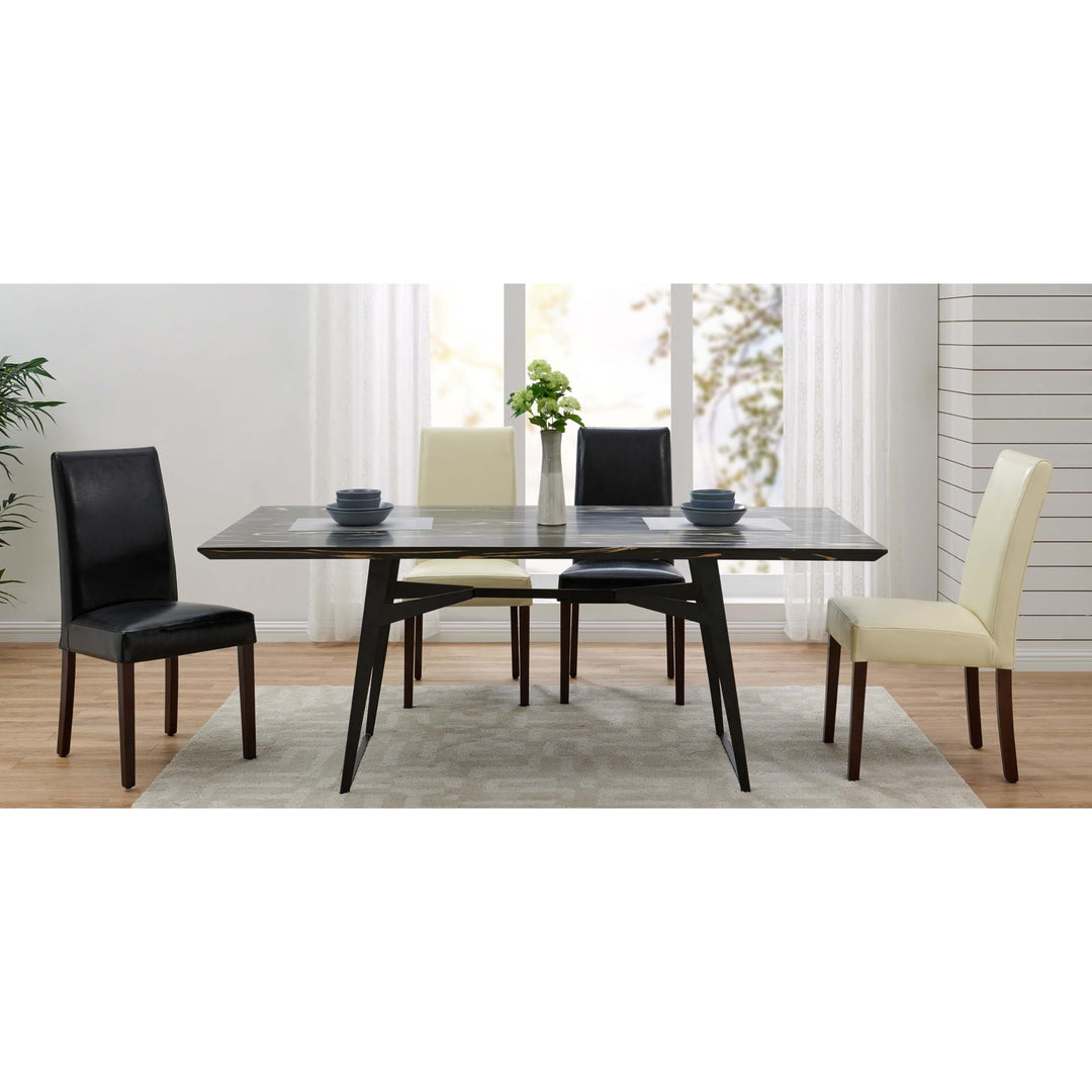 New Pacific Direct Hartford Bicast Leather Set of 2 Dining Chairs Black - Diamond Home USA