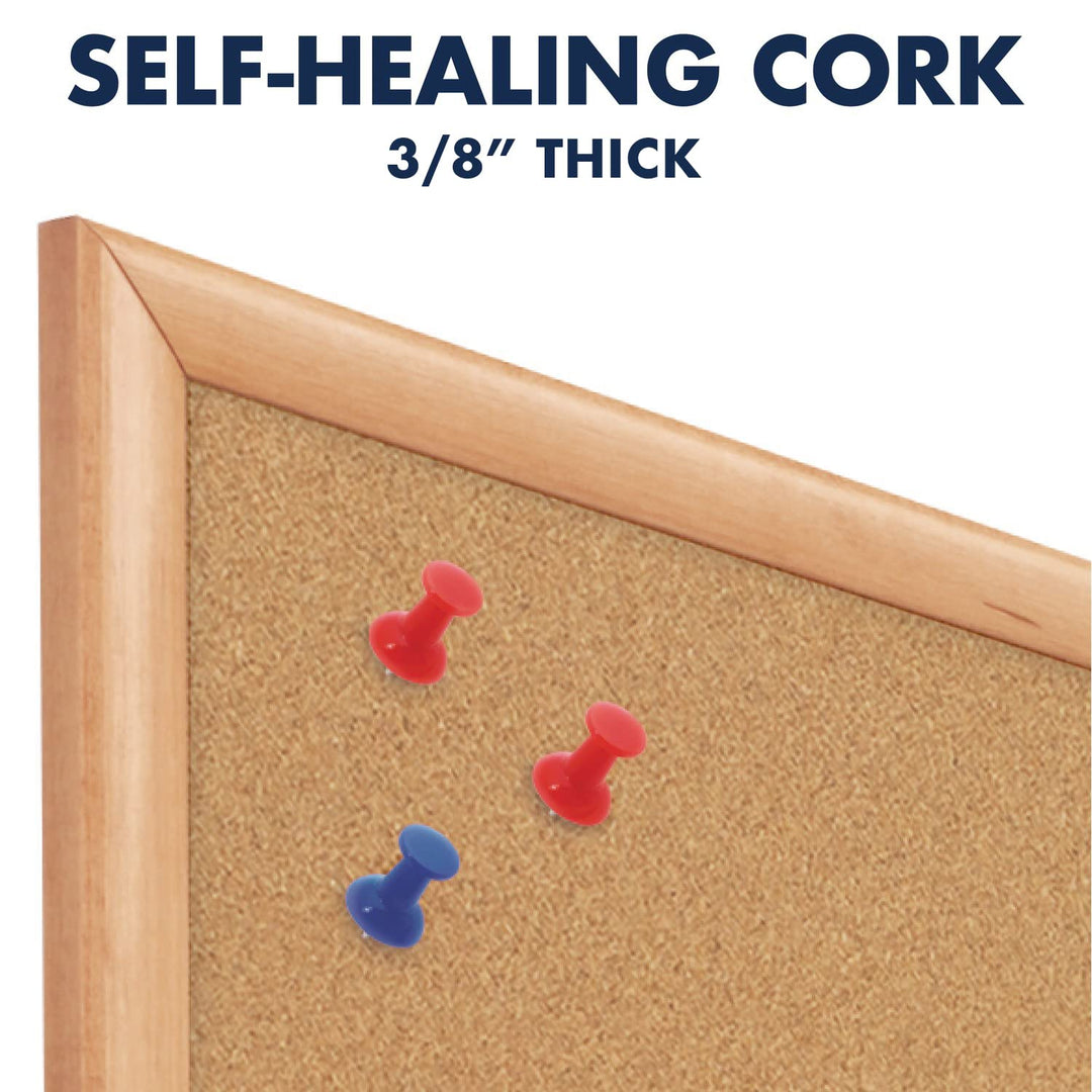 Quartet Cork Board Bulletin Board 23" x 35" Framed Corkboard Oak Frame - Diamond Home USA