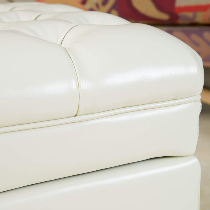 Christopher Knight Home Hastings Tufted Leather Storage Ottoman Ivory - Diamond Home USA