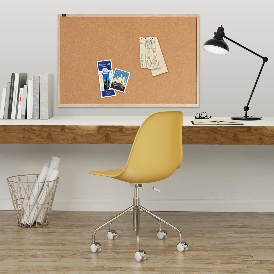 Quartet Cork Board Bulletin Board 23" x 35" Framed Corkboard Oak Frame - Diamond Home USA