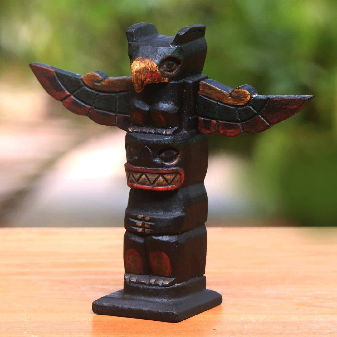 Handmade Totem Wood Statuette Brown - Diamond Home USA