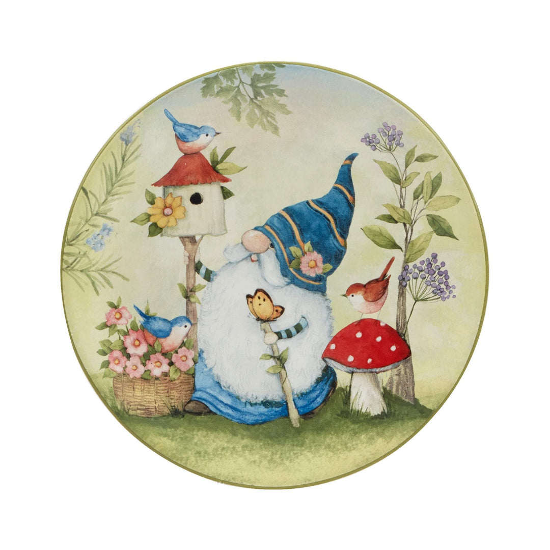 Garden Gnomes 9" Salad/dessert Plates Set Of 4 Assorted Designs 11' X Green - Diamond Home USA