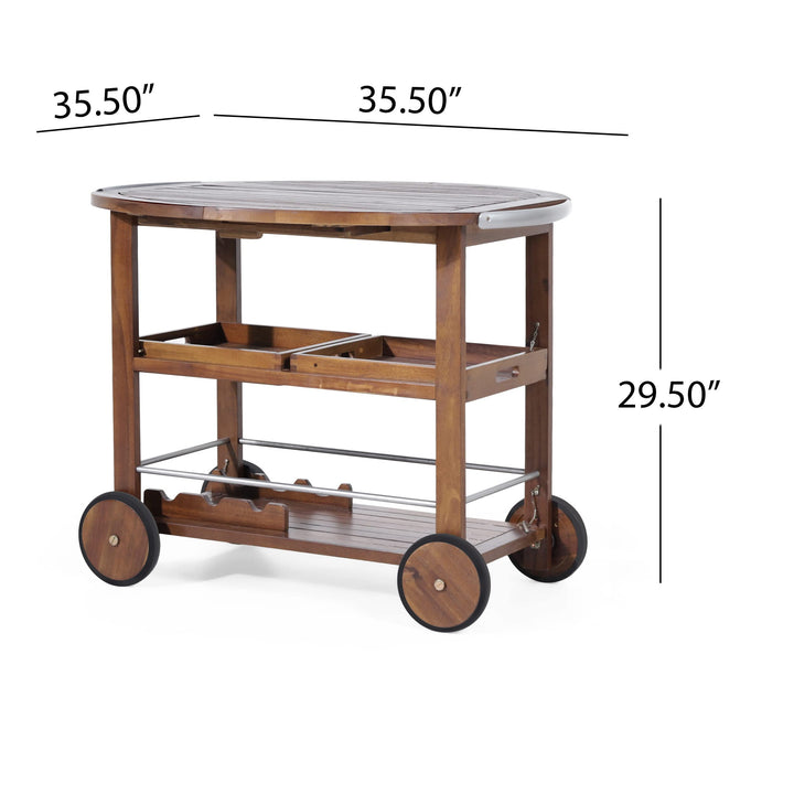 Christopher Knight Home Cynthia Indoor Farmhouse Cottage Acacia Wood Bar Cart - Diamond Home USA