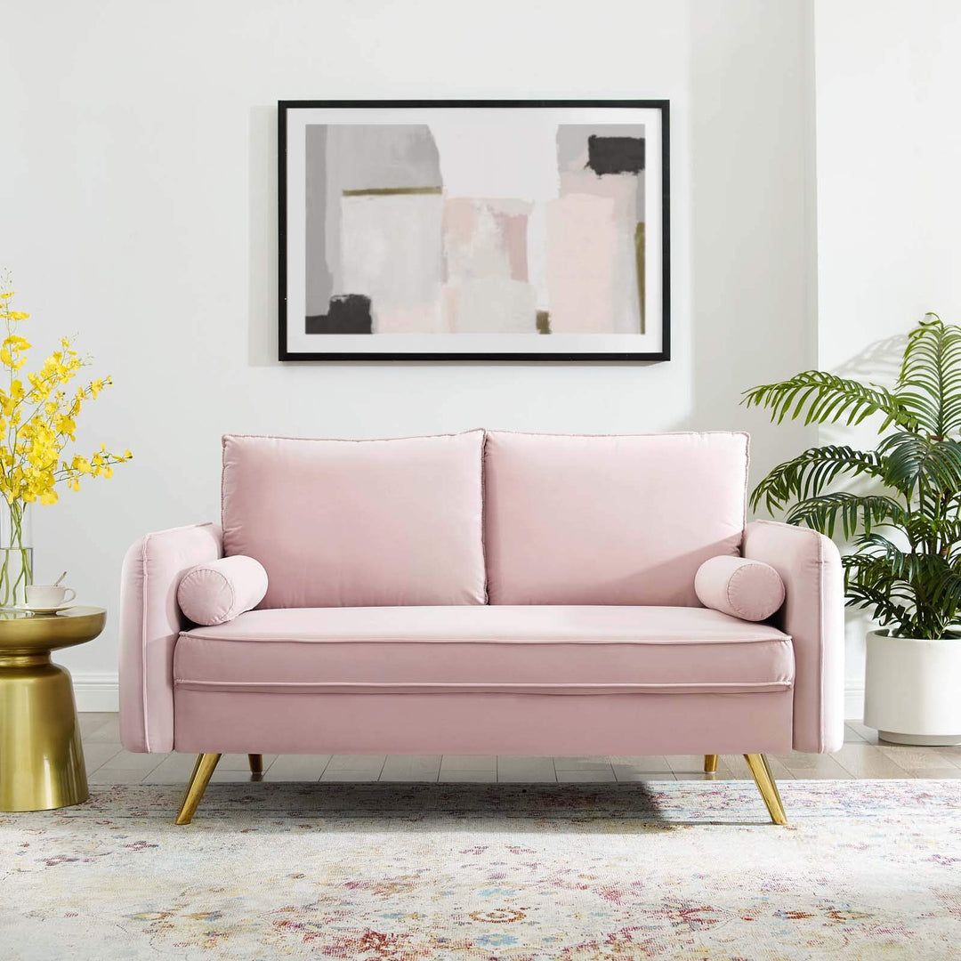 Modway Revive Performance Velvet Loveseat Pink - Diamond Home USA