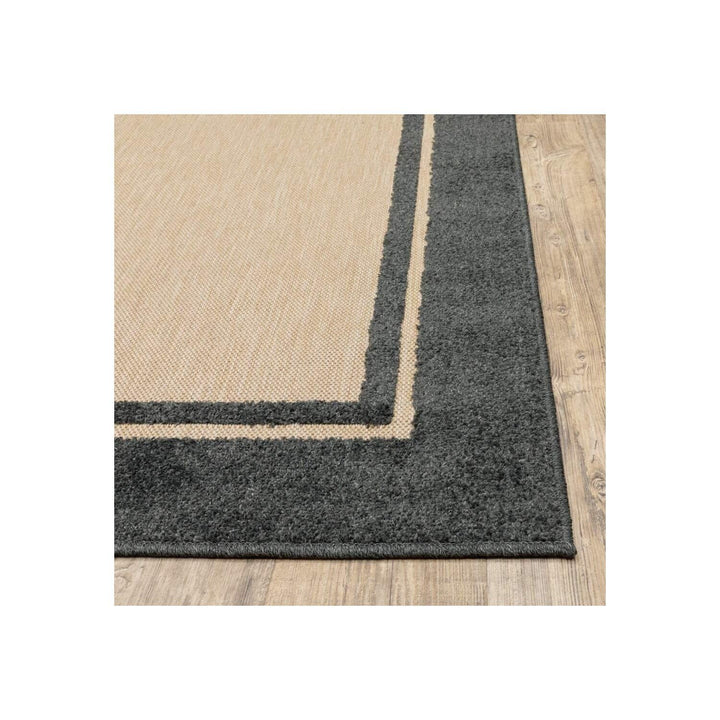 HomeRoots 5' x 8' Beige and Black Indoor Outdoor Area Rug - Diamond Home USA
