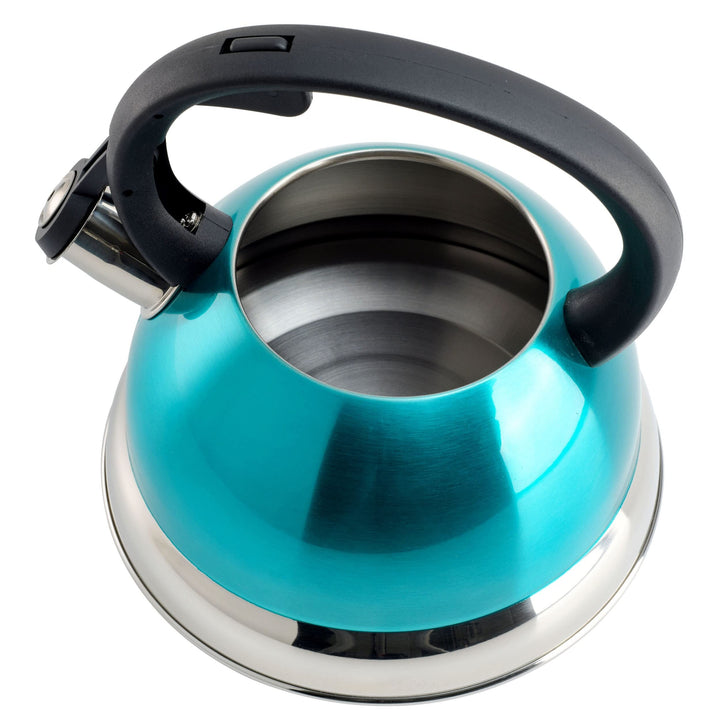 1.75 Qt Whistling Stovetop Tea Kettle in Turquoise Quart Stainless Steel - Diamond Home USA