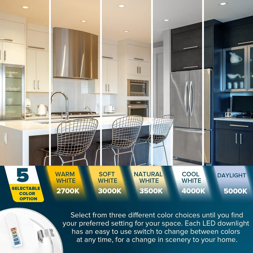 4" Recessed Lighting Led Can Light 5 Color Options 10w=60w Dimmable Wet Rated Ic - Diamond Home USA