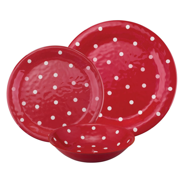 12-iece Dinnerware Set Includes Dinner lates Salad Bowls Service for 4. (Red - Diamond Home USA