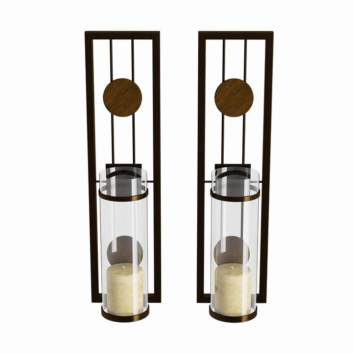 Contemporary 2-Piece Metal Candle Sconce Set Clear Modern Iron - Diamond Home USA