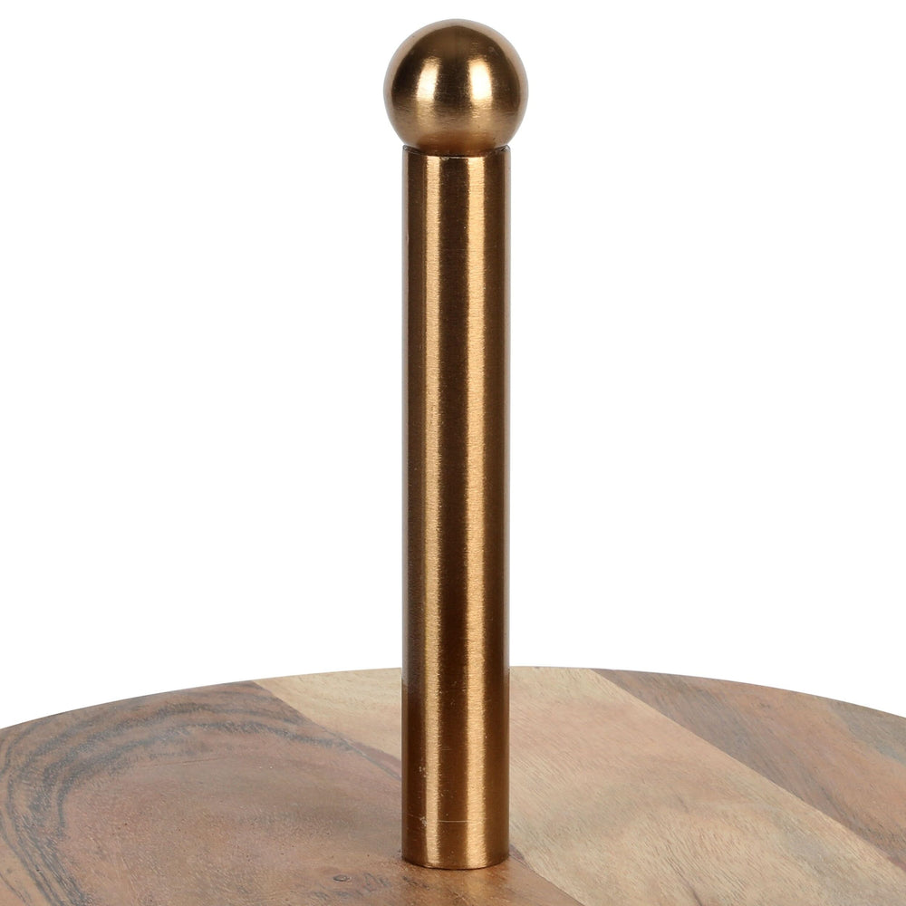 Gates California Designs Marble and Acacia Wood 2 Tier Server Grey Round - Diamond Home USA