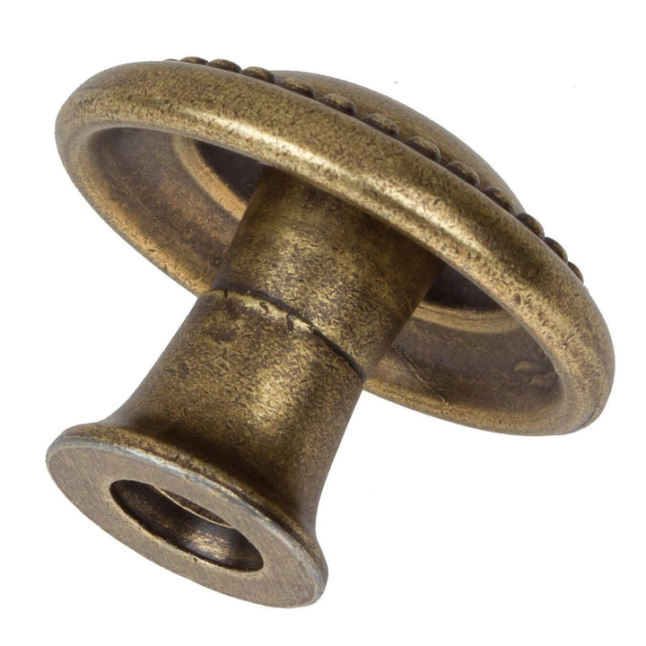 1.25-inch Antique Brass Round Beaded Cabinet Knobs (Pack of 25) Metal Finish - Diamond Home USA