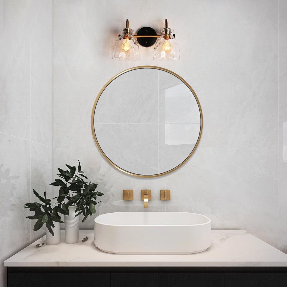 Modern 2-light Bathroom Vanity Light Farmhouse Black Gold Sconce with Water - Diamond Home USA