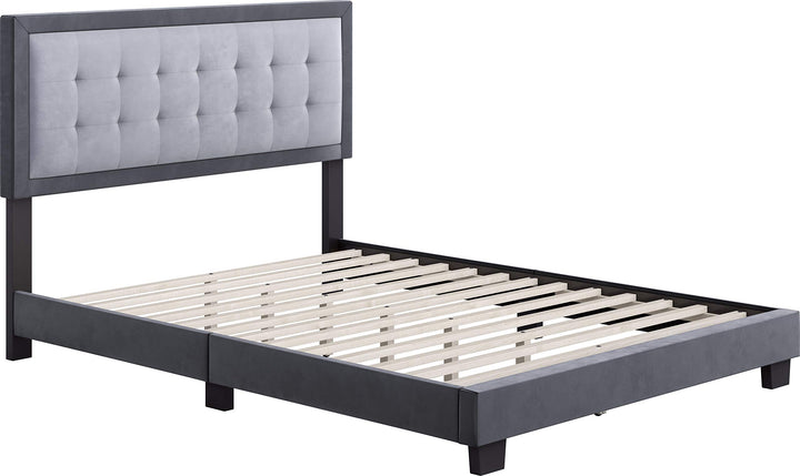 Boyd Sleep Pisa Upholstered Button Tufted Platform Bed Frame Mattress Foundation Grey - Queen - Diamond Home USA