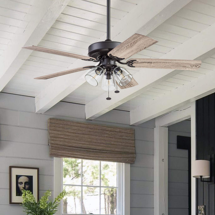 Prominence Home Saybrook 52 inch Indoor Farmhouse LED Ceiling Fan with Light Espresso Bronze - Diamond Home USA
