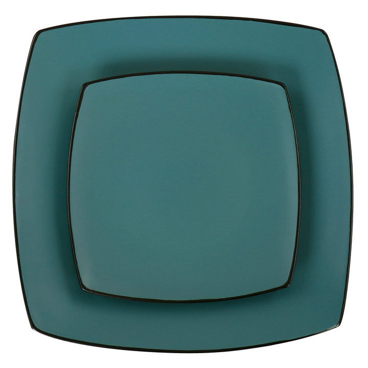 Soho Lounge 16 Piece Dinnerware Set 8' X 10' Turquoise Solid Casual Square - Diamond Home USA