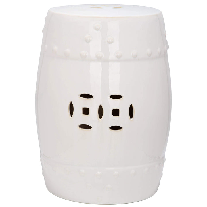 Paradise Treasures Ivory Cream Ceramic Garden Stool - 13" X 18" Cream Modern - Diamond Home USA