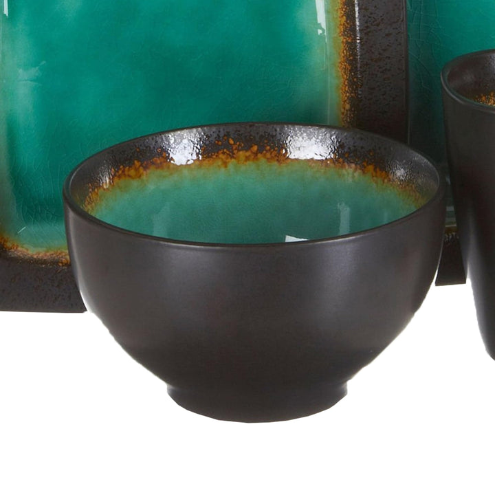 Gibson Reactive Stoneware Ocean Paradise 16 Piece Dinnerware Set Jade 91785.16 - Diamond Home USA