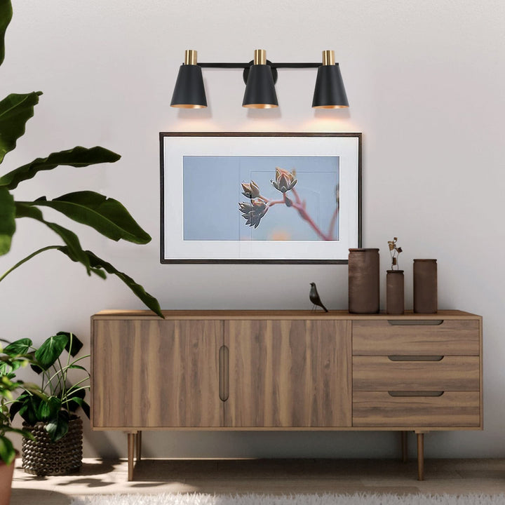 22'' Modern 3-lights Metal Cone Shade Bathroom Vanity Lights Dimmable Wall - Diamond Home USA