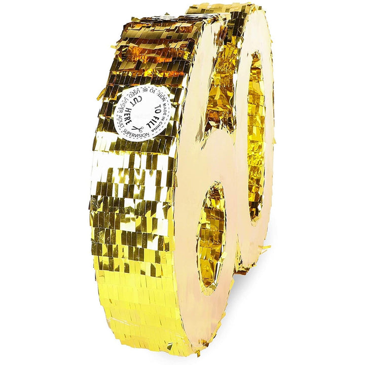 Gold Pinata for 60th Birthday Party Number 60 (16.5 X 13 3 in) Wood - Diamond Home USA