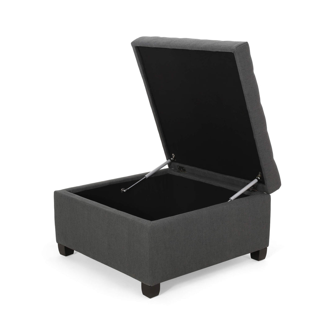 Christopher Knight Home Hedda Tufted Fabric Storage Ottoman Dark Gray+Dark
