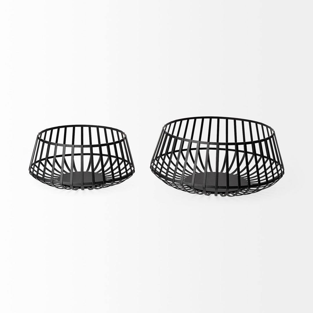 Black Metal Slated Bowls (Set Of 2) - Diamond Home USA