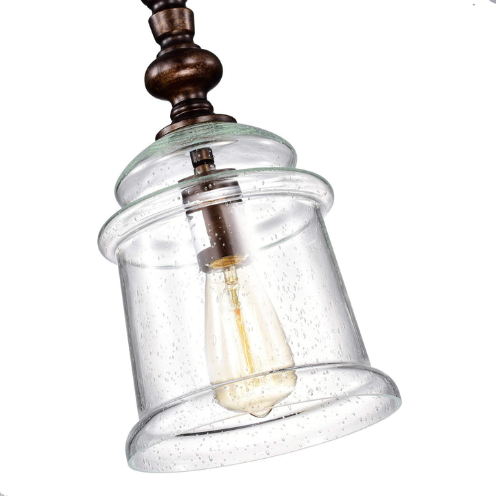 Oil Rubbed Bronze 1-Light with Glass Bell Jar Shade Farmhouse Metal Dimmable - Diamond Home USA