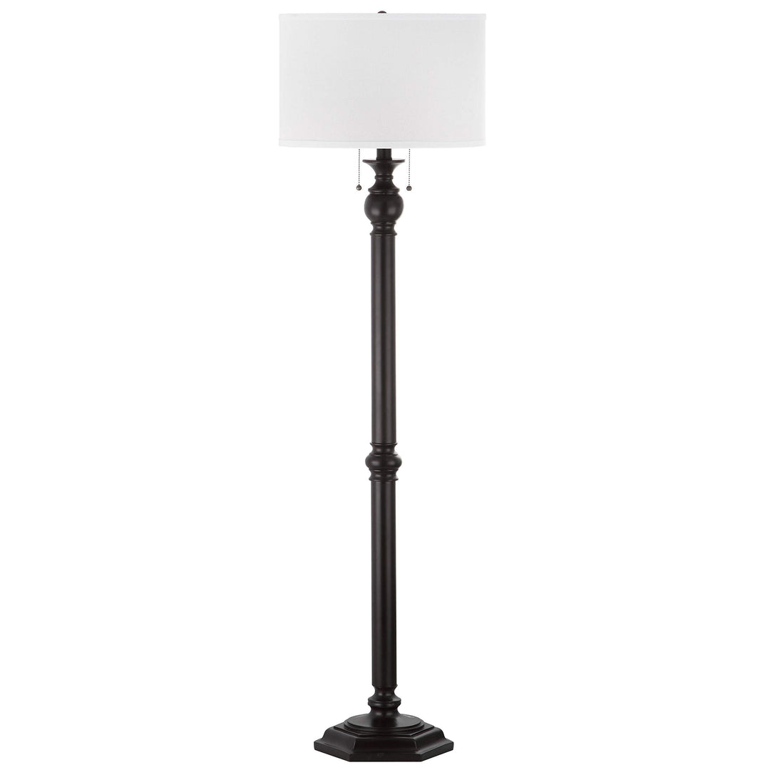 White Welcoming Floor Lamp Bronze 2-Light Reading Light with Shade Oil Rubbed - Diamond Home USA