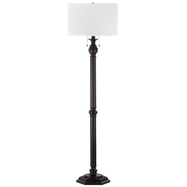 White Welcoming Floor Lamp Bronze 2-Light Reading Light with Shade Oil Rubbed - Diamond Home USA