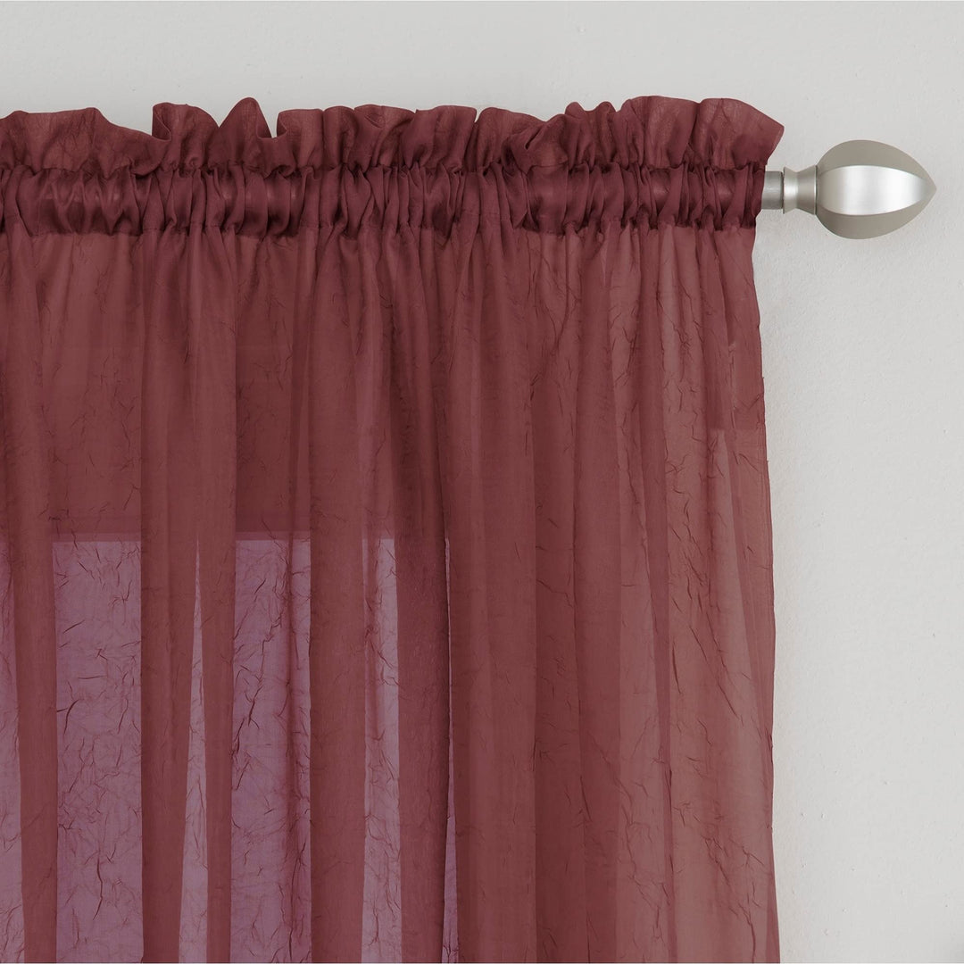 Miller Curtains Preston Sheer 108-Inch Rod Pocket Curtain Panel - 52 108-52 Crimson