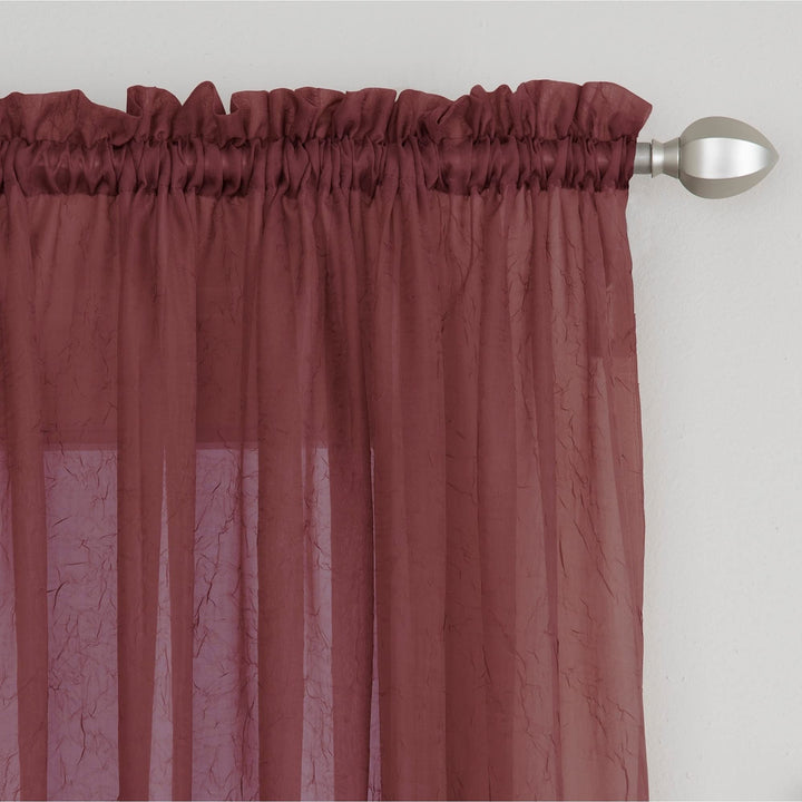 Miller Curtains Preston Sheer 108-Inch Rod Pocket Curtain Panel - 52 108-52 Crimson