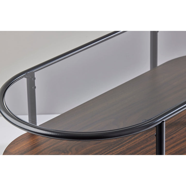 Coffee Table Black Modern Contemporary Transitional Oval Glass MDF Walnut Finish - Diamond Home USA