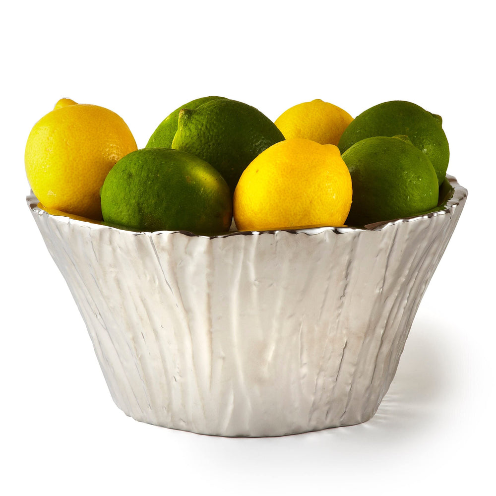 Titanium Porcelain Tree Bark Bowl 8" Silver - Diamond Home USA