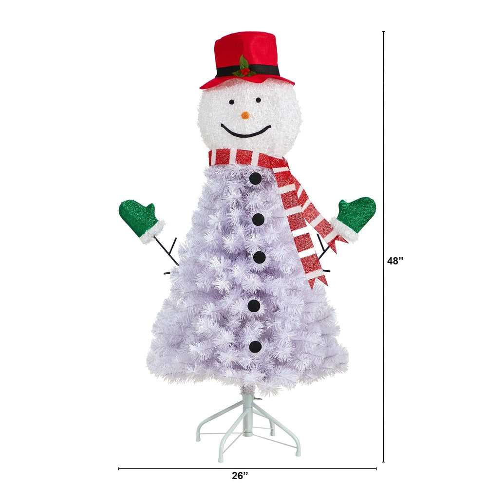 4' Snowman Artificial Christmas Tree with Bendable Branches Led Lights - Diamond Home USA