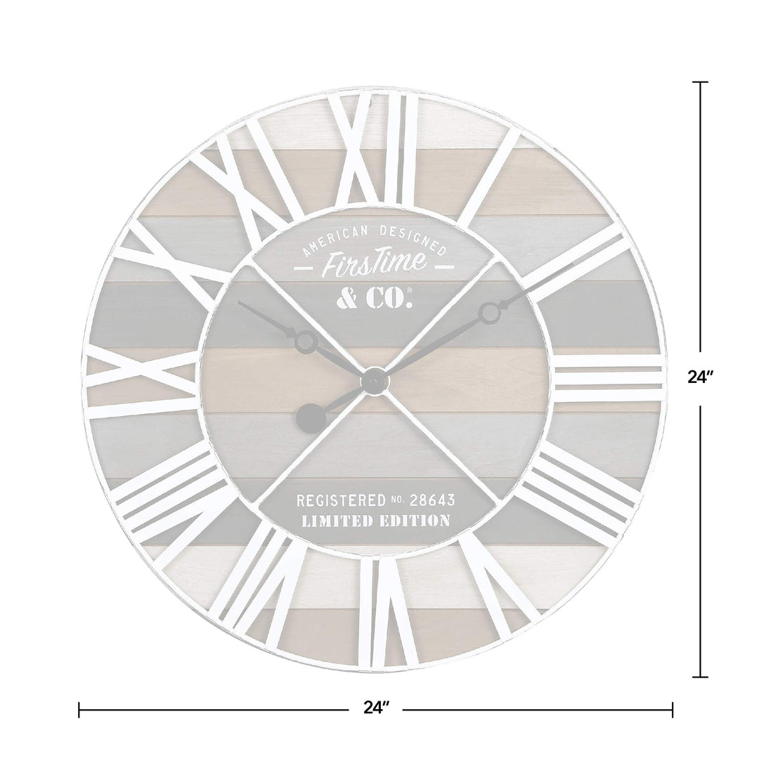 Gray Maritime Farmhouse Planks Clock American Crafted Wood 24 X 2 in Grey Round - Diamond Home USA