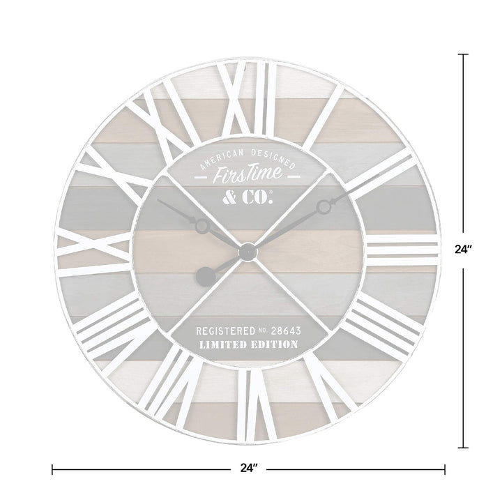 Gray Maritime Farmhouse Planks Clock American Crafted Wood 24 X 2 in Grey Round - Diamond Home USA