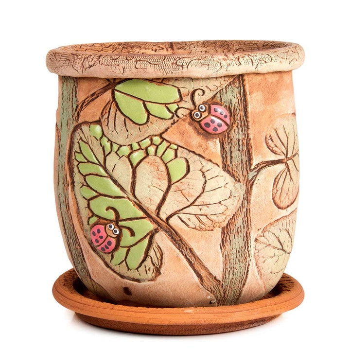 Golden ics Flower Pot Planter Ladybugs 7.5" Multi Color Country Round
