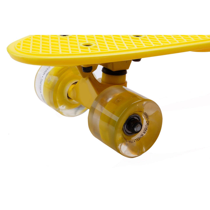 22 Inch Highly Flexible Cruiser Skateboard with Led Light Up Pu Wheels Yellow - Diamond Home USA